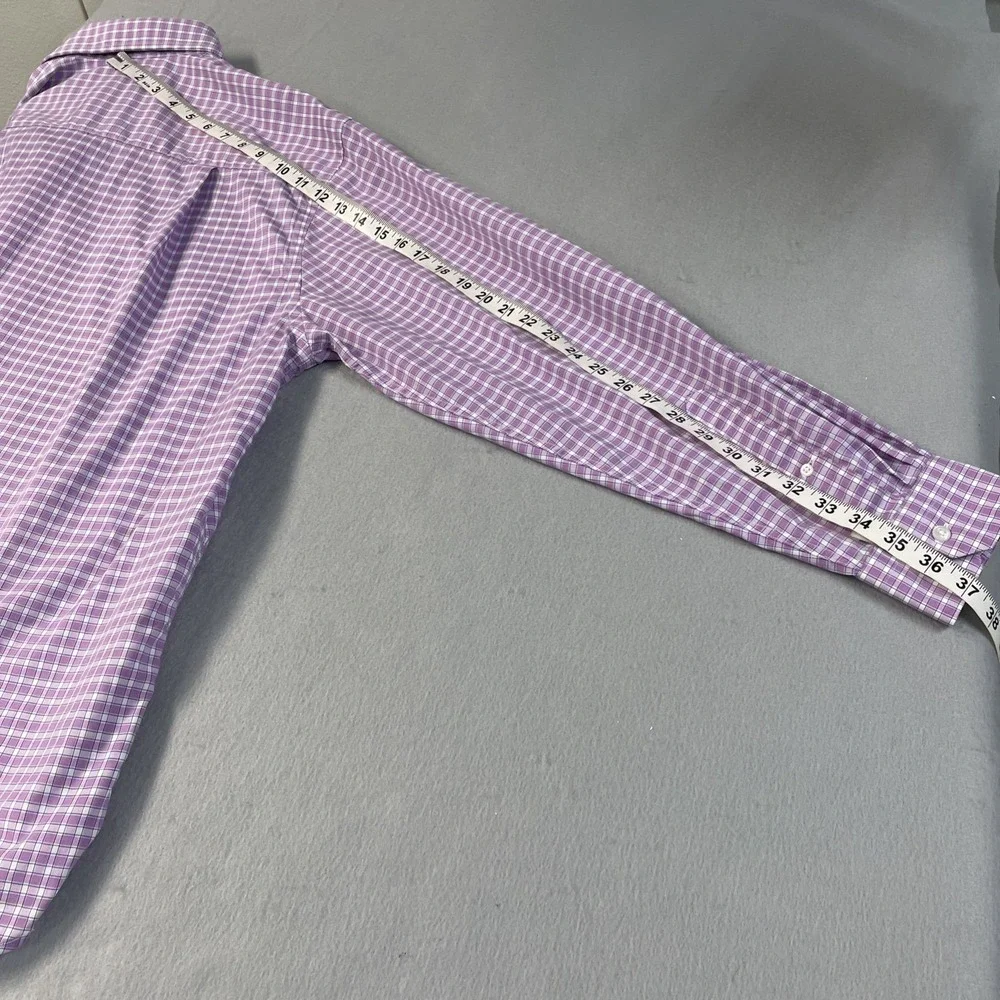 Oak Hill Premium Mens Gingham Non Iron Button Down Shirt 18 36/37 T - Picture 12 of 16